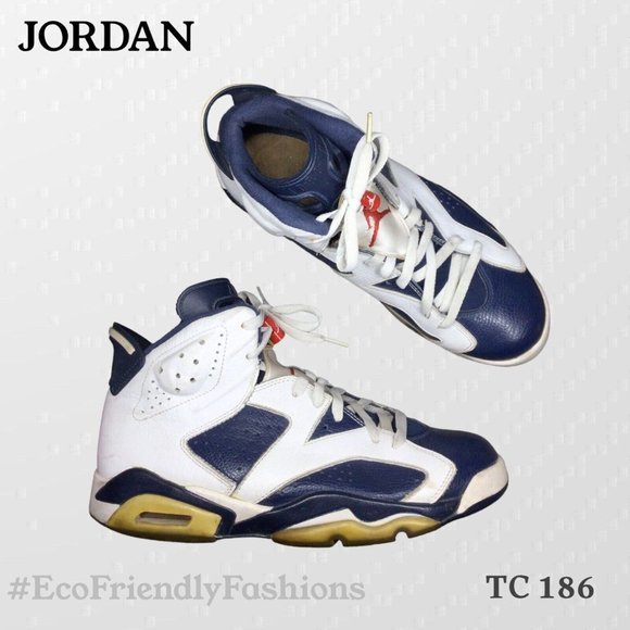 Jordan Air 6 Retro Olympic 384664-130 Men's Navy & White Sneaker Size 10 - Picture 1 of 7